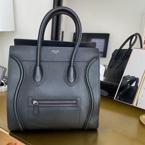 *rare* Large Celine Luggage Tote Black Calfskin Leather Bag